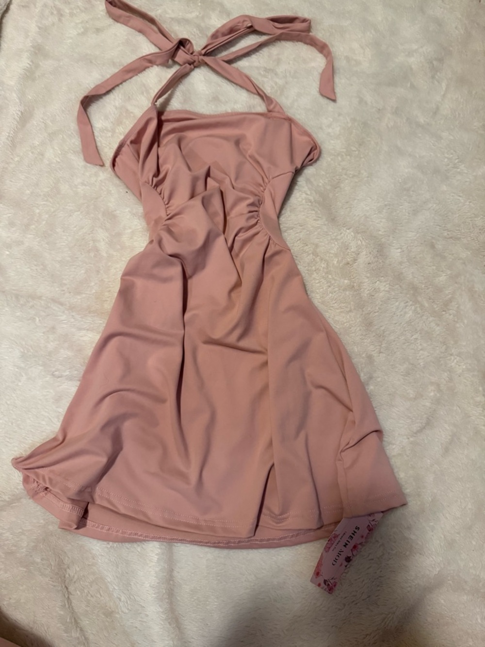SHEIN Blush Pink Halter Mini Dress